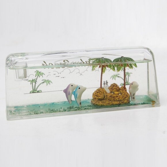 Vintage 80s Palm Beach Lucite Water Globe Pen Holder Paperweight Office Dolphins - Picture 9 of 9